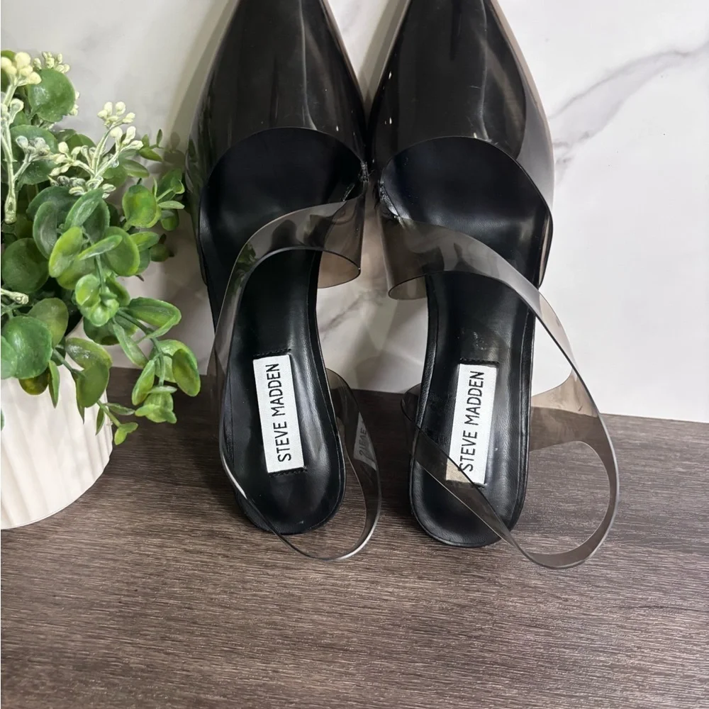 Steve Madden Black and Clear Heels